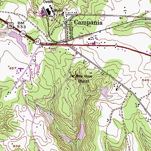 Topographic Map of New Hope Church, GA