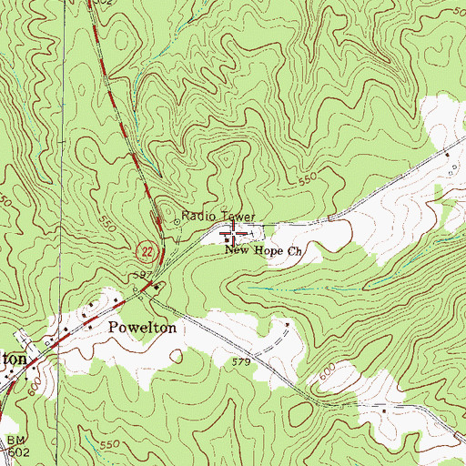 Topographic Map of New Hope Church, GA