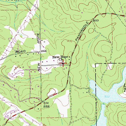 Topographic Map of New Hope Church, GA