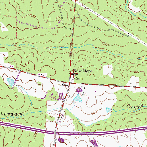 Topographic Map of New Hope Church, GA