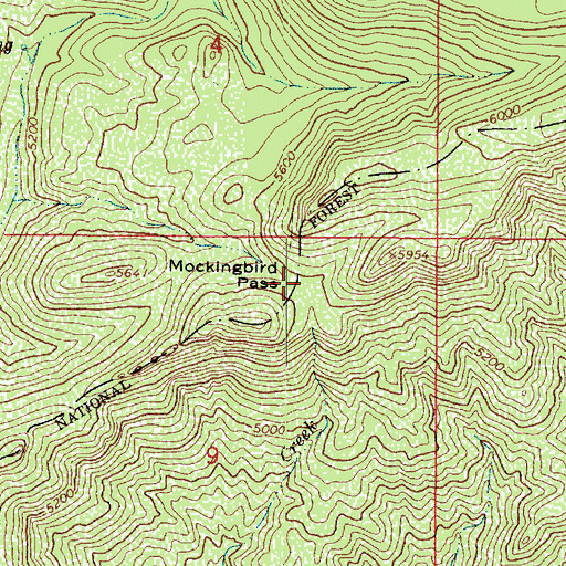 Topographic Map of Mockingbird Pass, AZ