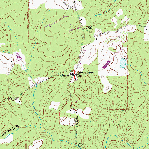 Topographic Map of New Hope Church, GA