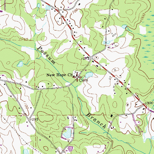 Topographic Map of New Hope Church, GA