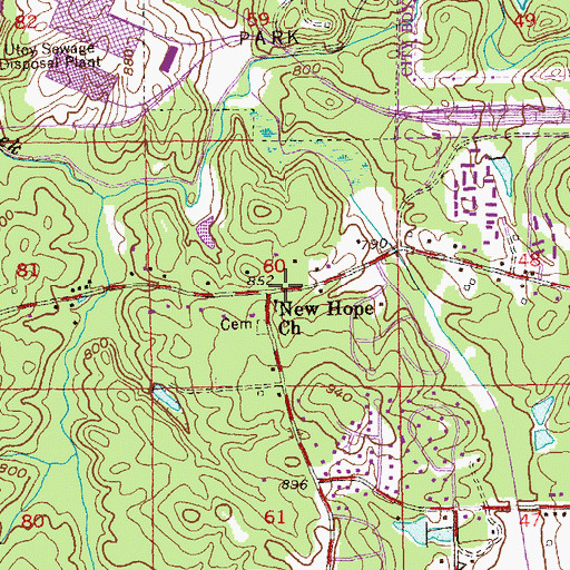 Topographic Map of New Hope Church, GA