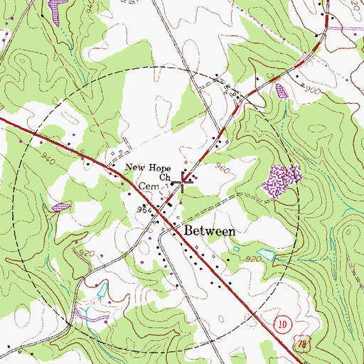 Topographic Map of New Hope Church, GA