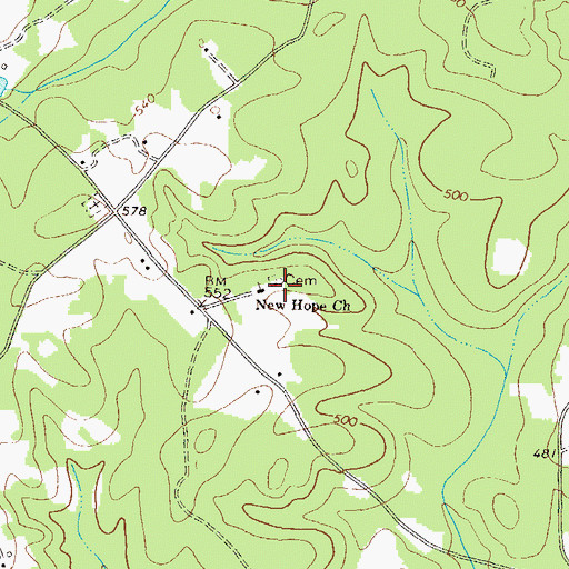 Topographic Map of New Hope Church, GA