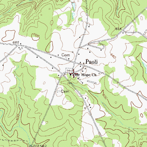 Topographic Map of New Hope Church, GA