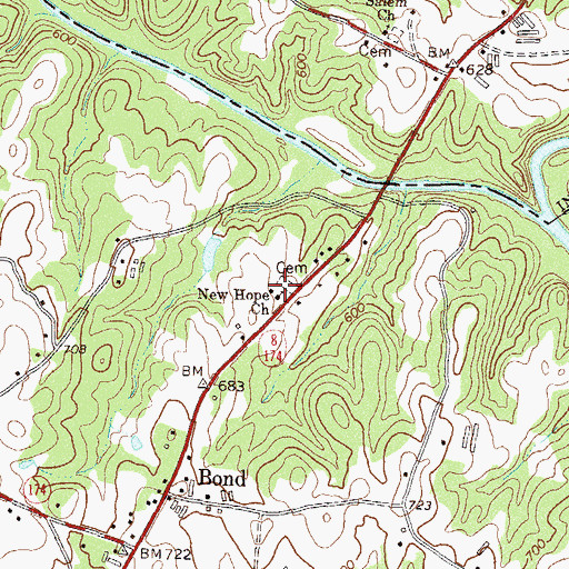 Topographic Map of New Hope Church, GA