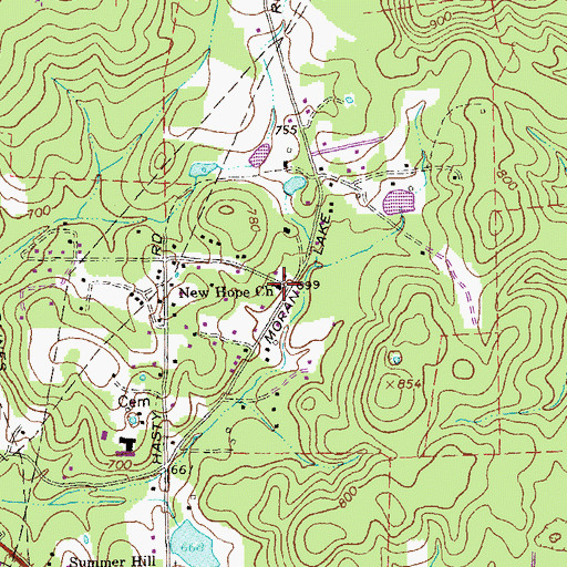 Topographic Map of New Hope Church, GA