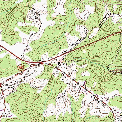 Topographic Map of New Hope Church, GA
