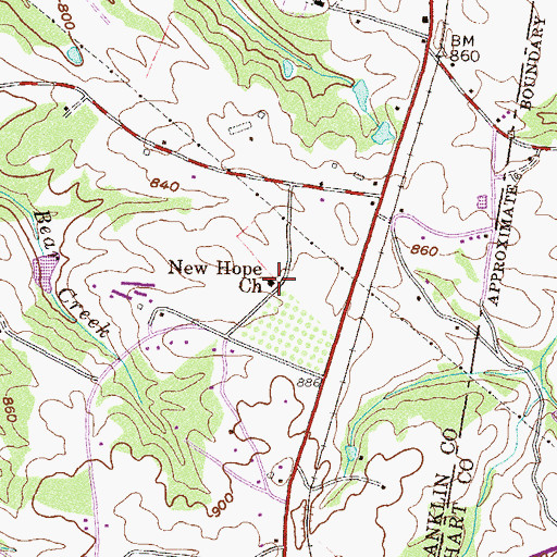 Topographic Map of New Hope Church, GA