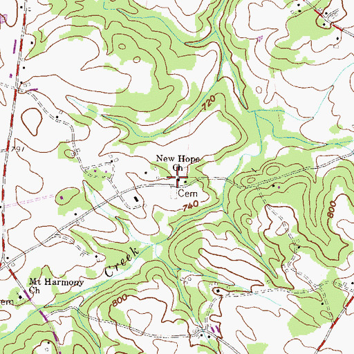 Topographic Map of New Hope Church, GA