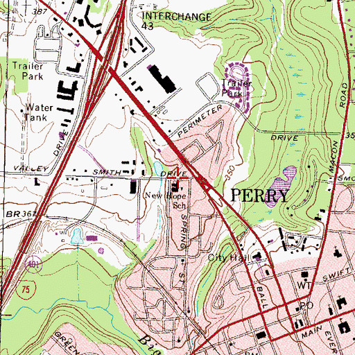 Topographic Map of New Hope School, GA