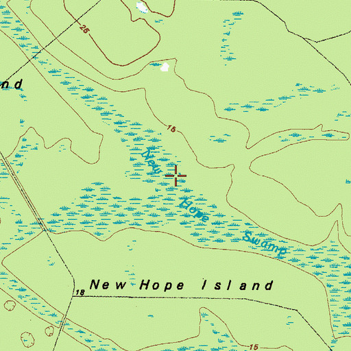 Topographic Map of New Hope Swamp, GA