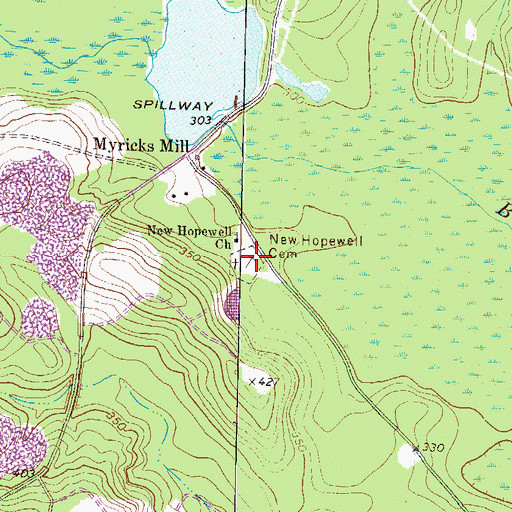 Topographic Map of New Hopewell Cemetery, GA