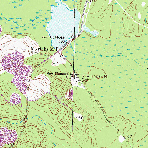 Topographic Map of New Hopewell Church, GA