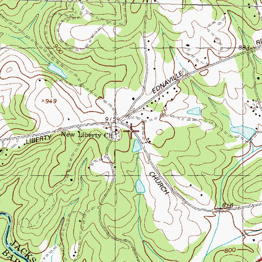 Topographic Map of New Liberty Church, GA