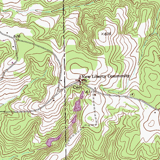 Topographic Map of New Liberty Community Church, GA