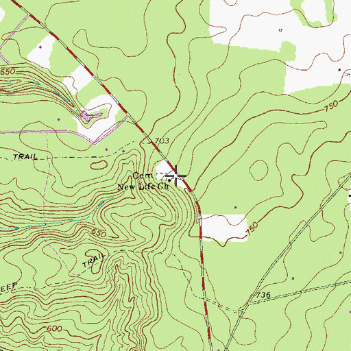 Topographic Map of New Life Church, GA