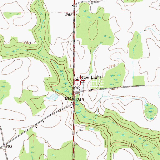 Topographic Map of New Light Church, GA