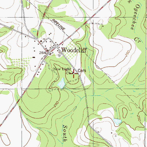 Topographic Map of New Light Church, GA
