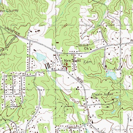 Topographic Map of New Light Church, GA