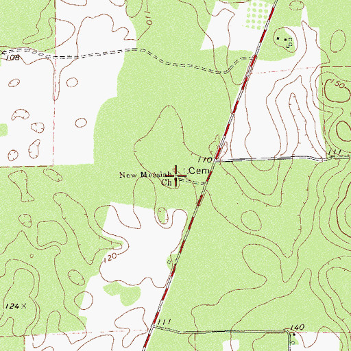 Topographic Map of New Messiah Church, GA