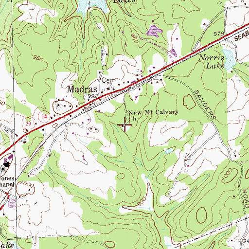 Topographic Map of New Mount Calvary Church, GA