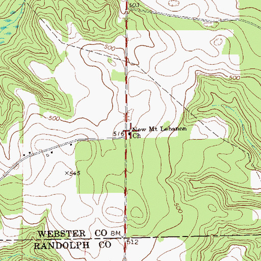 Topographic Map of New Mount Lebanon Church, GA