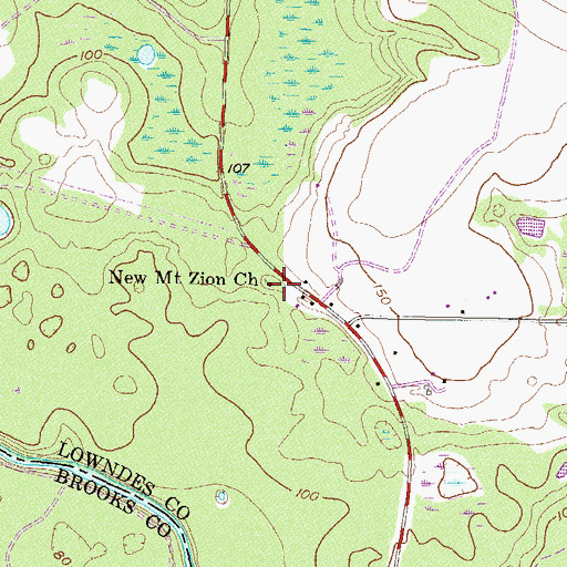 Topographic Map of New Mount Zion Church, GA