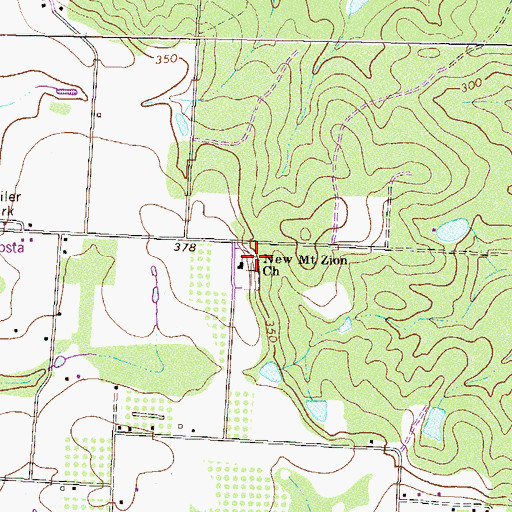 Topographic Map of New Mount Zion Church, GA