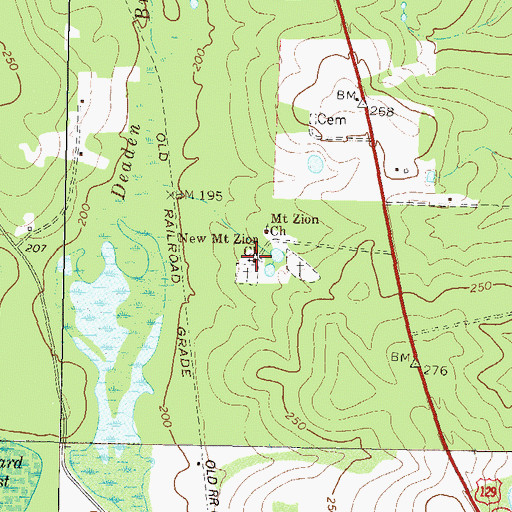 Topographic Map of New Mount Zion Church, GA