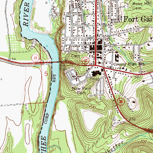 Topographic Map of New Park Cemetery, GA