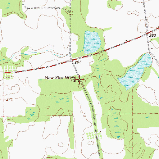 Topographic Map of New Pine Grove Church, GA