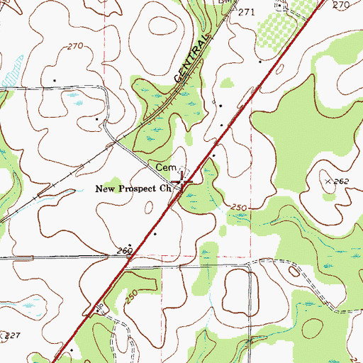 Topographic Map of New Prospect Church, GA