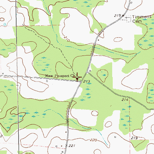 Topographic Map of New Prospect Church, GA