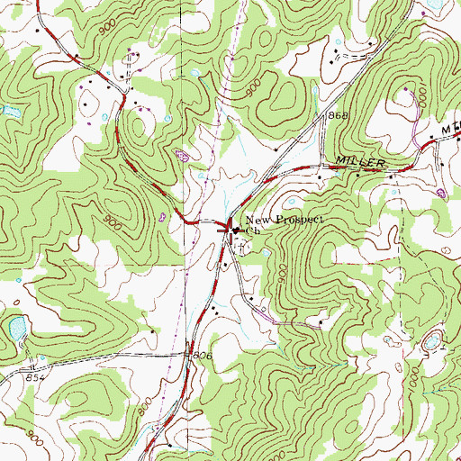 Topographic Map of New Prospect Church, GA