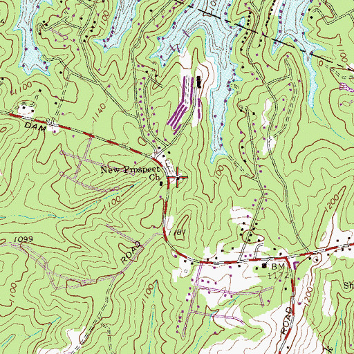 Topographic Map of New Prospect Church, GA