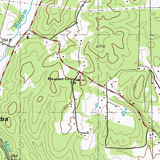 Topographic Map of Pleasant Grove Church, GA