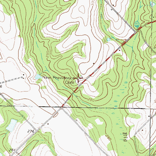 Topographic Map of New Providence Cemetery, GA