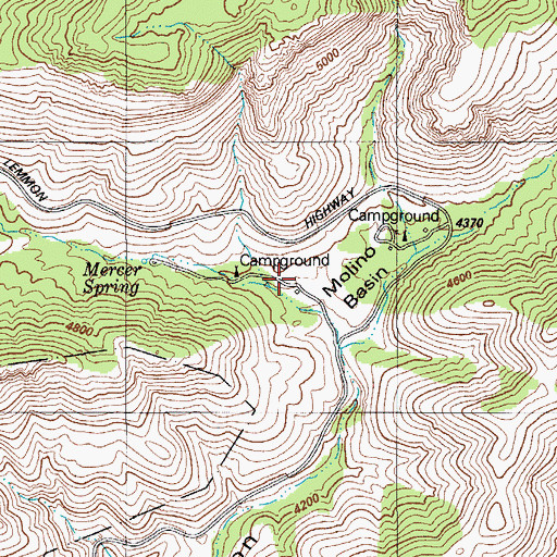 Topographic Map of Molino Basin, AZ