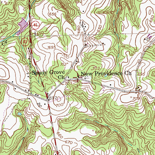 Topographic Map of New Providence Church, GA