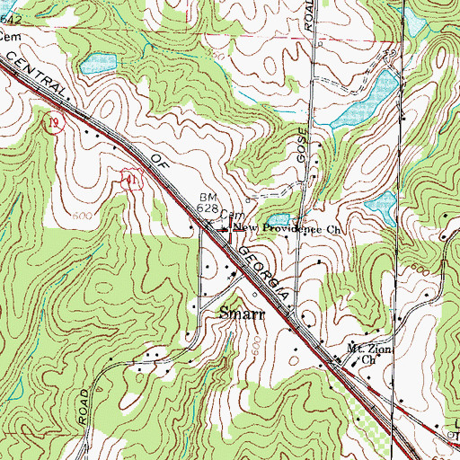 Topographic Map of New Providence Church, GA