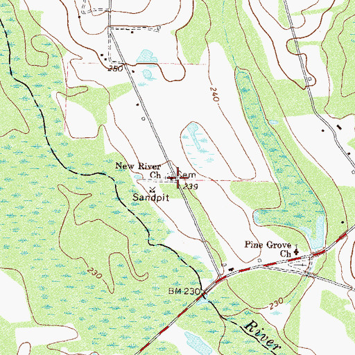Topographic Map of New River Church, GA
