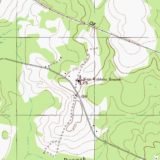 Topographic Map of New Robbins Branch Church, GA