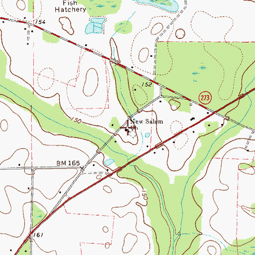 Topographic Map of New Salem Church, GA