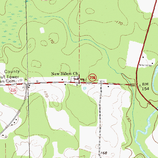 Topographic Map of New Salem Church, GA