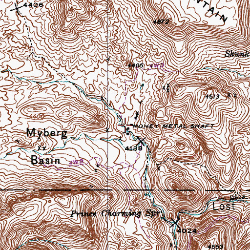 Topographic Map of Money Metal Shaft, AZ