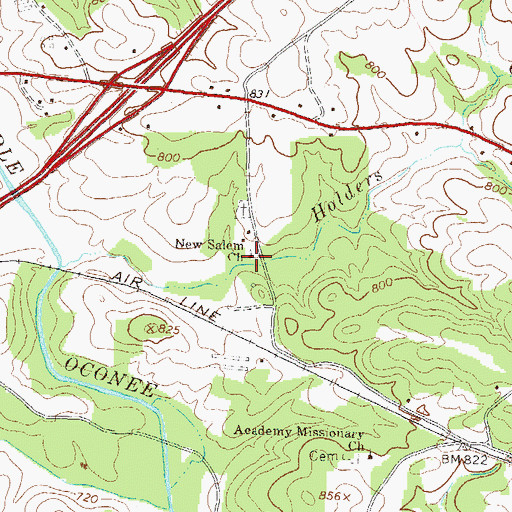 Topographic Map of New Salem Church, GA