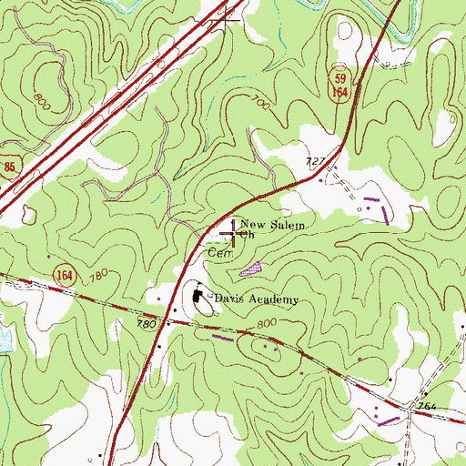 Topographic Map of New Salem Church, GA